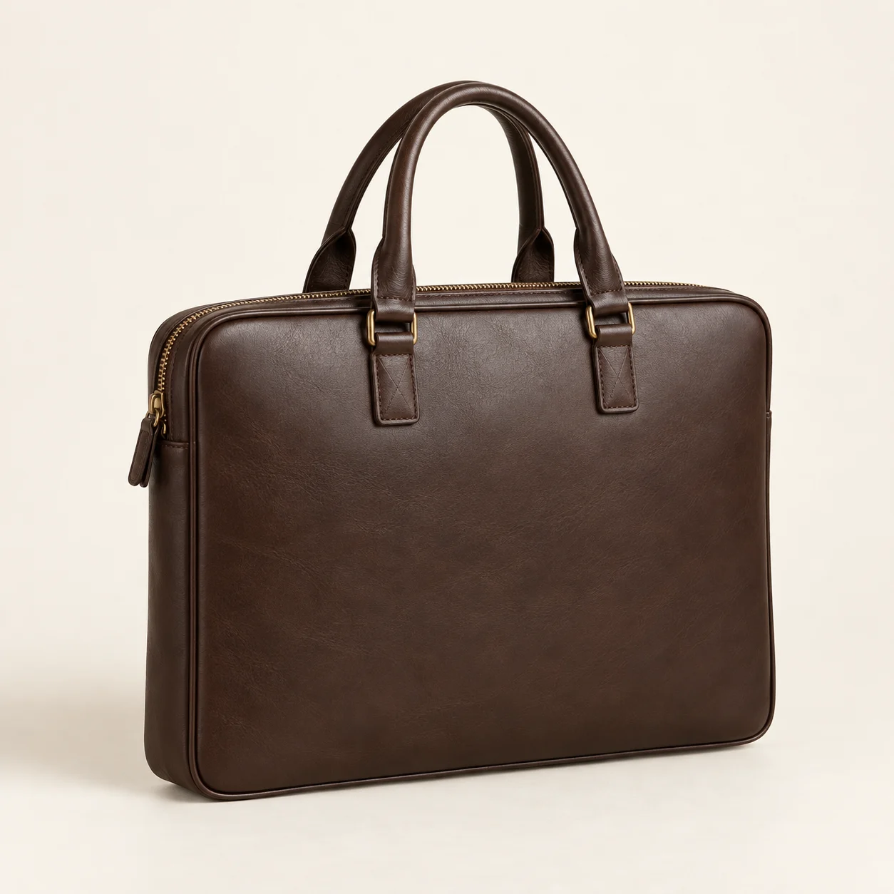 Dark Brown Strand Zip Briefcase